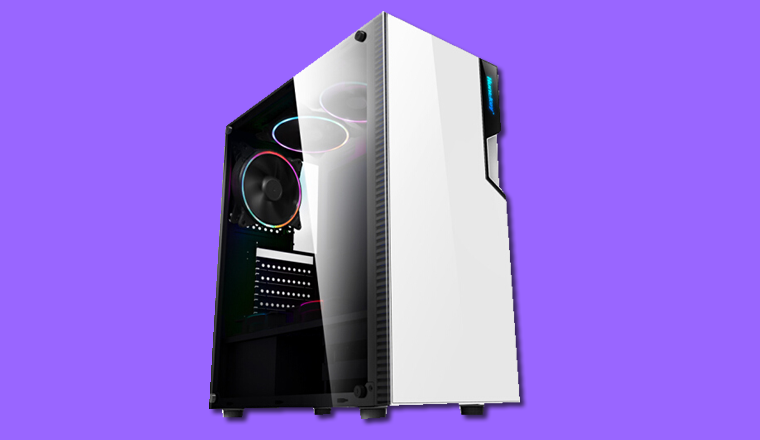 白色高端側(cè)透機(jī)箱，高顏值鋼化玻璃款